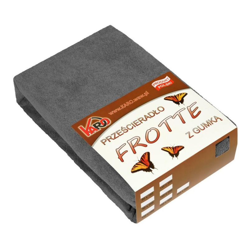 Prześcieradło frotte z gumką KARO 90x200 antracytowe 1 szt.