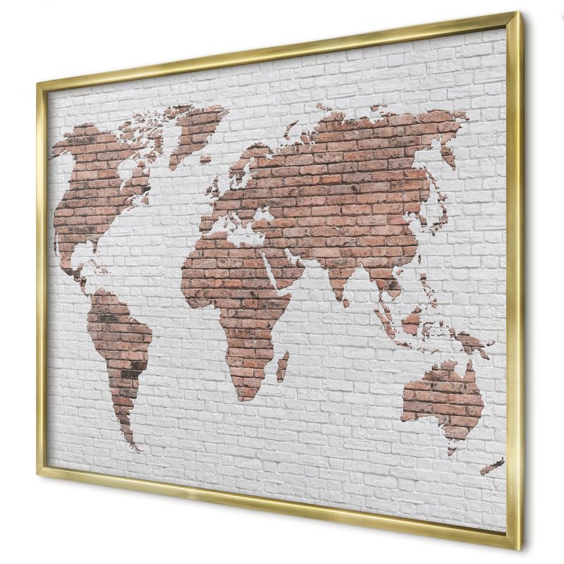 Magnetyczna tablica ozdobna Wallfluent 80x60 Ceglana mapa w złotej ramie 1szt
