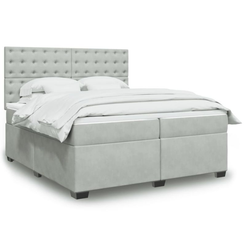 Łóżko kontynentalne WaszeMeble 200x200 cm jasnoszare WM-3293314 1 szt.