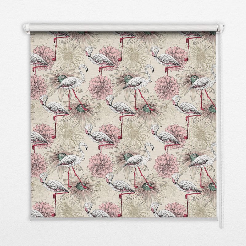 Roleta Przepuszczające Światło Tulup 100x180 cm Białe Flamingi Montaż do ściany/sufitu 1 szt.