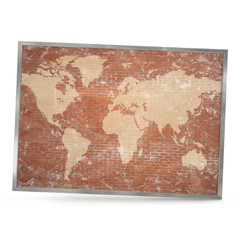 Tablica magnetyczna do salonu ArtPrintCave 70x50 Ceglana mapa w srebrnej ramie 1szt