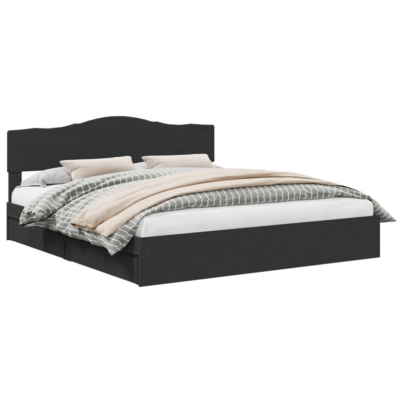 Łóżko WaszeMeble z Szufladami 200x200 cm Czarne WM-3413062 1 szt.