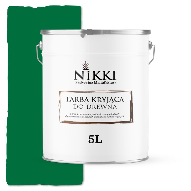 Farba do Drewna Kryjąca na Zewnątrz i Wewnątrz NIKKI Zielony RAL6029 Satyna 5L