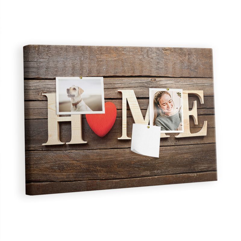 Obraz Tablica Korkowa Tulup 60x40 cm Słowo home decor we wnętrzu Na zdjęcia i notatki Pinezki metaliczne 1 kpl
