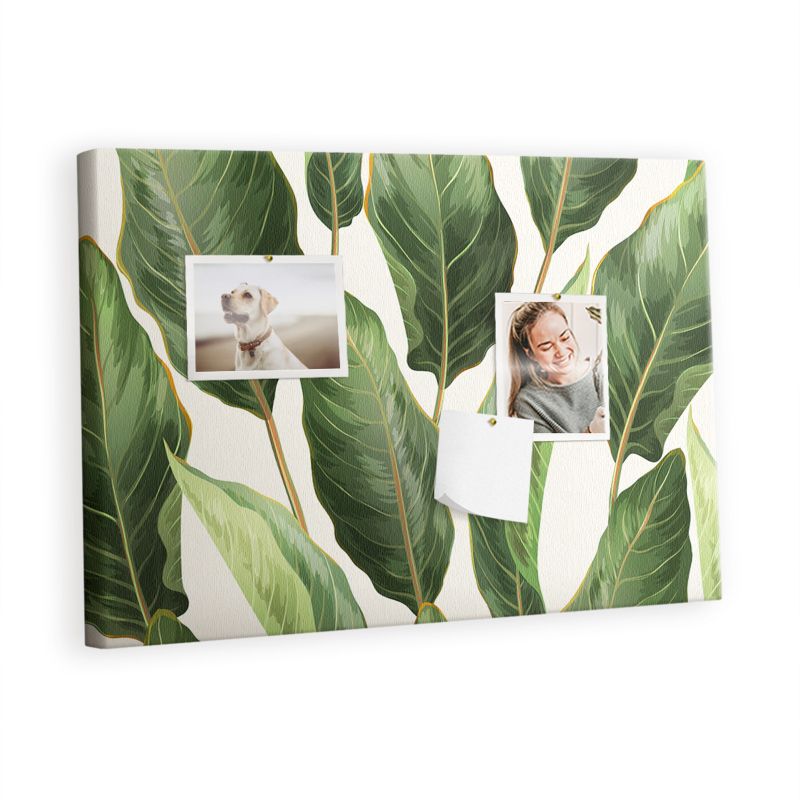 Korkowa Tablica Tulup 60x40 cm Liście palm Do przypinania notatek Pinezki drewniane 1 kpl