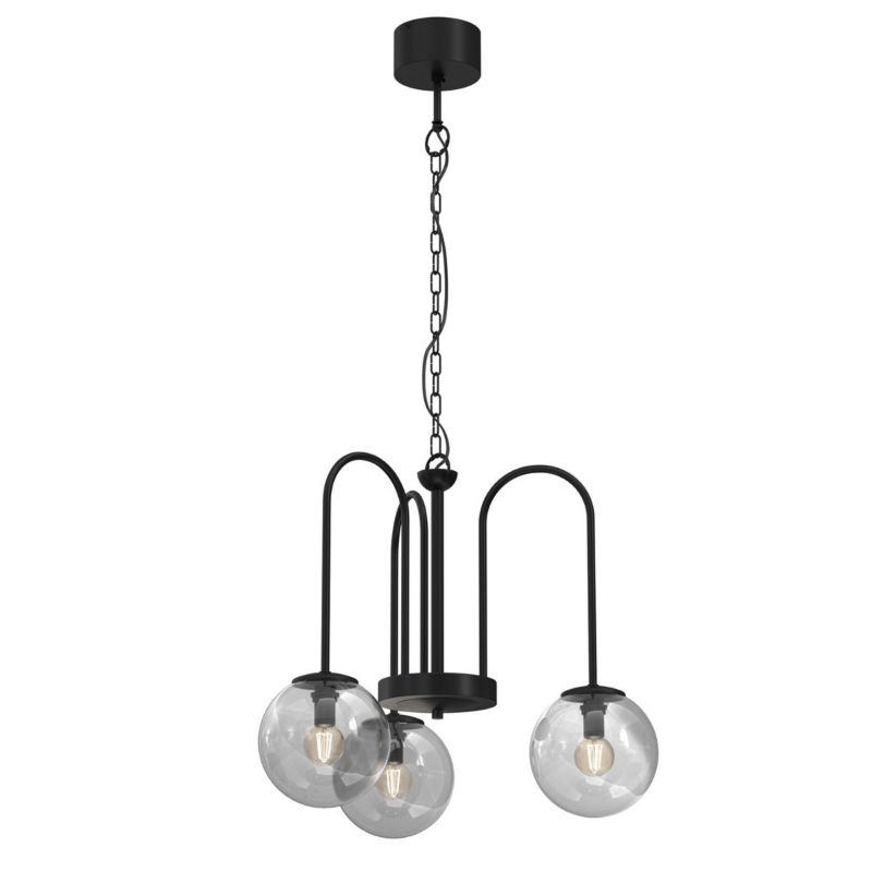 Lampa wisząca Luminex Cambridge czarny matowa-przezroczysty wym: 120 x 51 x 51 cm 3xE14 x 15W 1 szt.