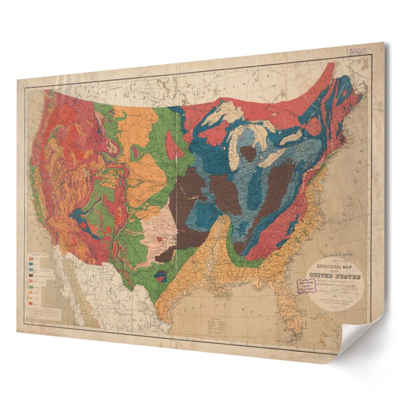 Plakat na płótnie Wallfluent Format A1 Mapa geologiczna USA Artysta William Blake 1 szt.