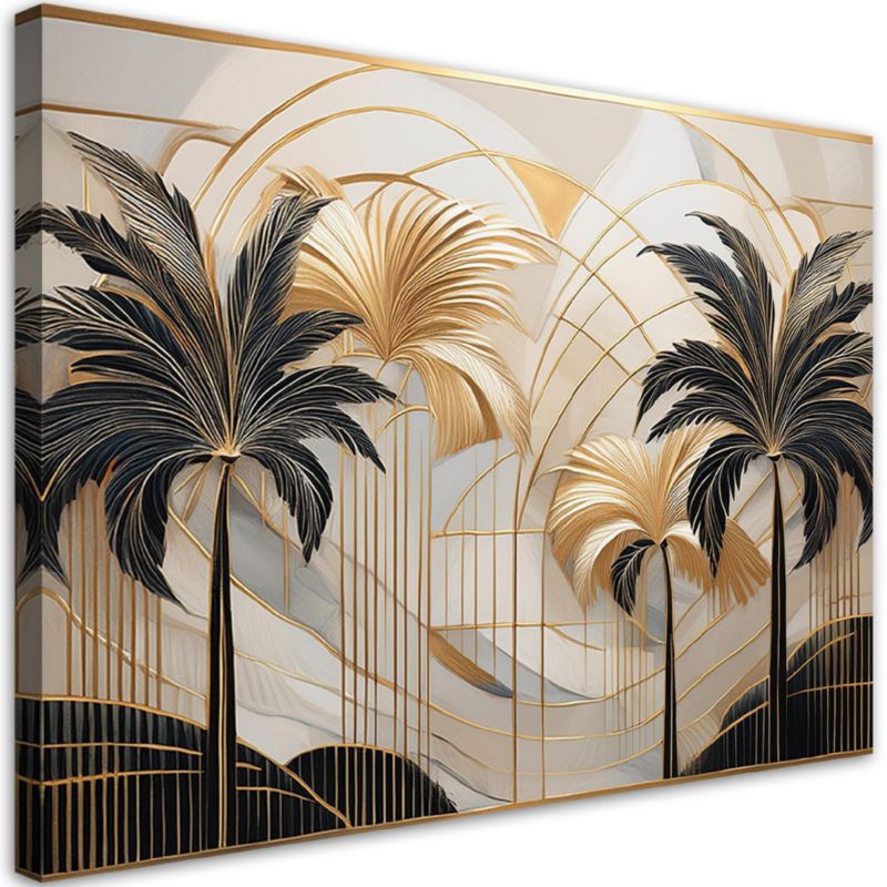 Obraz do salonu sypialni Feeby Tropikalne Palmy Beżowy 120x80 cm 1szt