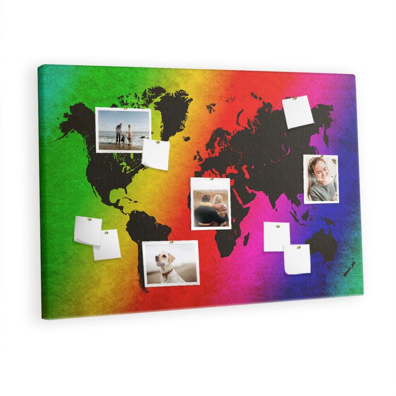 Korkowa Tablica Tulup 120x80 cm Mapa świata do biura Do przypinania notatek Pinezki metaliczne 1 kpl