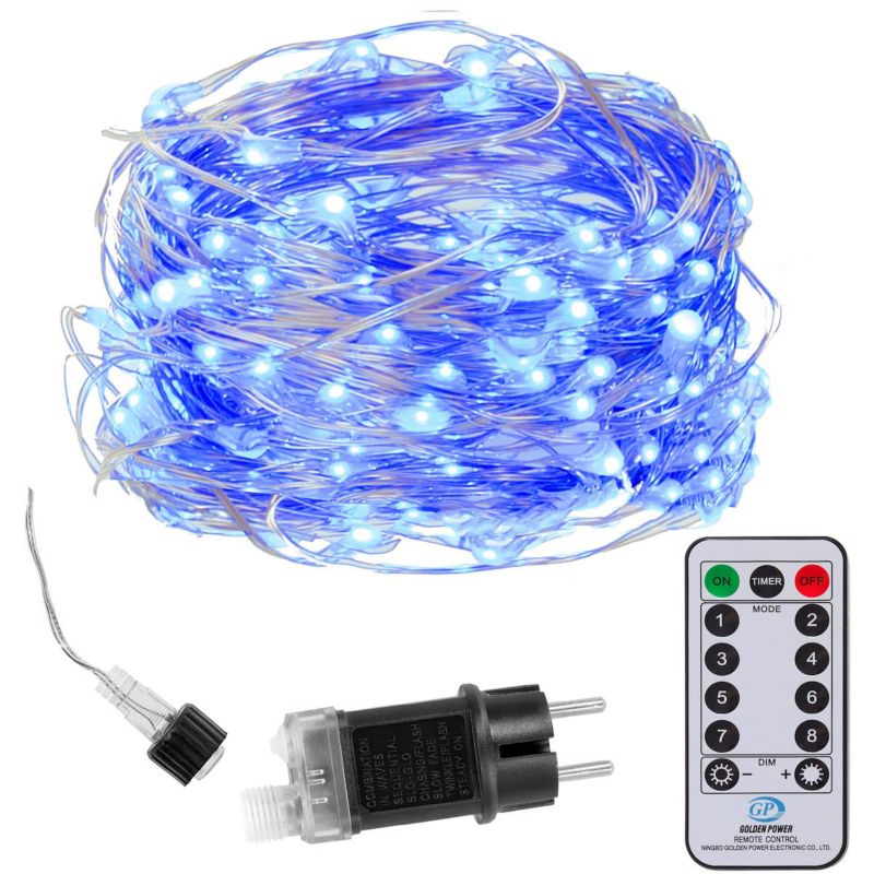 Lampki choinkowe z pilotem Springos 480 led druciki na prąd niebieski 1 szt.