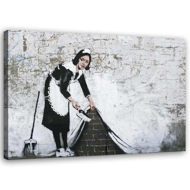 Obraz na płótnie Feeby Pokojówka Banksy - Mural Street Art 45x30cm 1szt