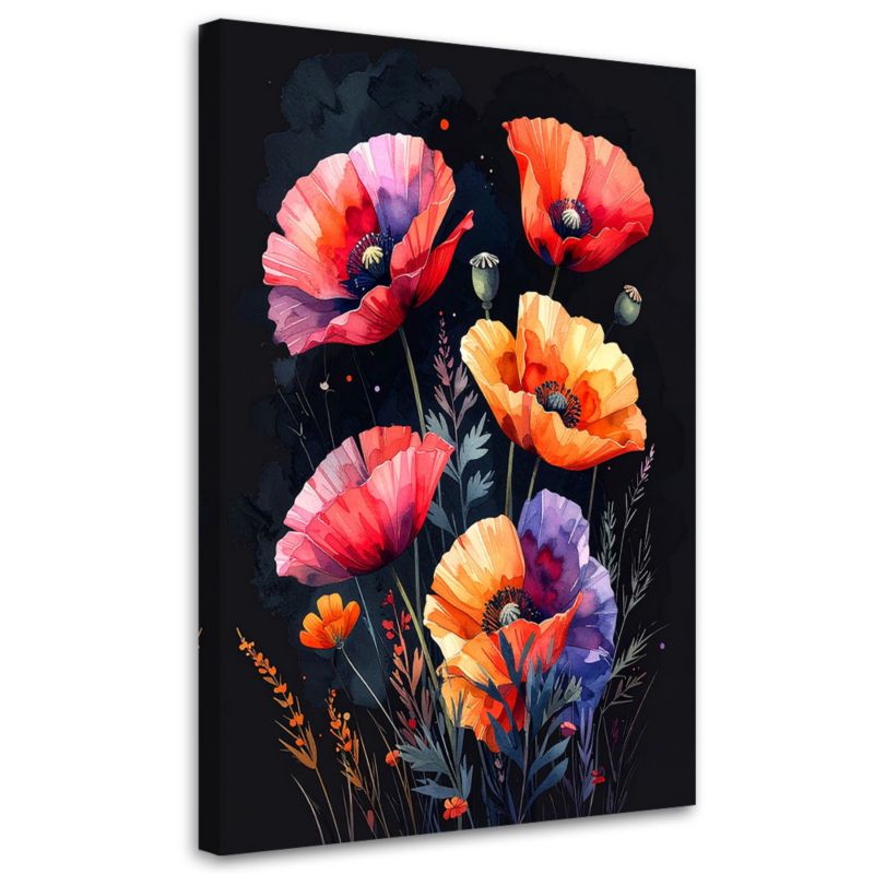 Obraz na płótnie Feeby Czerwone maki kwiaty, pionowy, design do przedpokoju, wzór 62319, 60x90 cm, 1 szt.