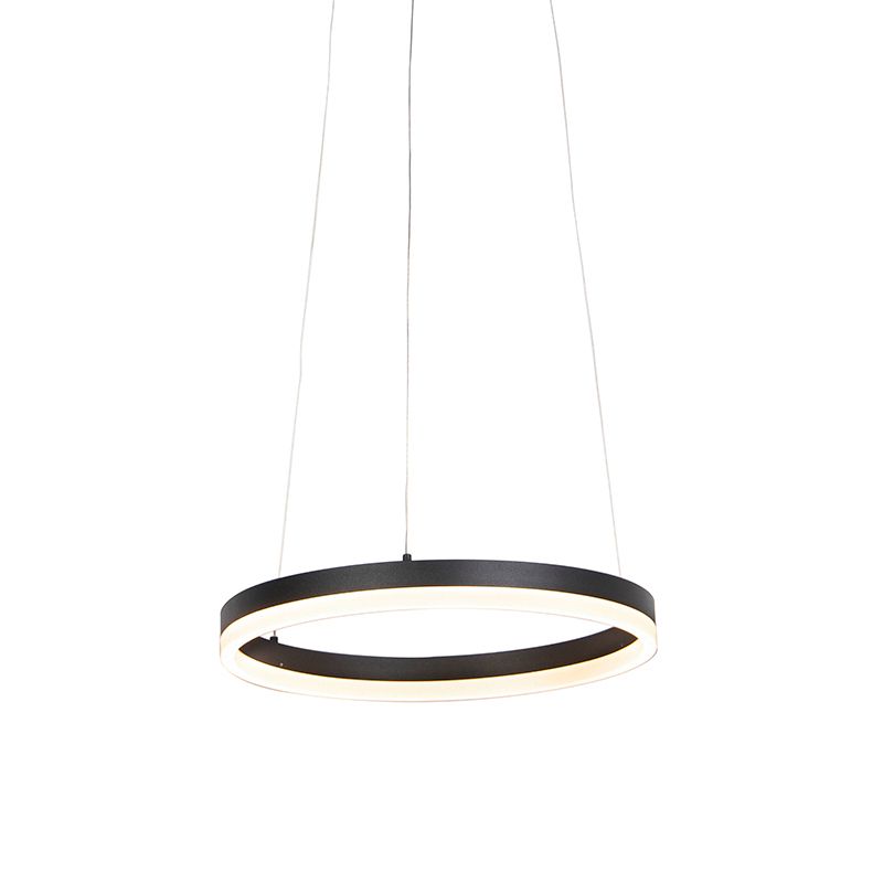 Designerski lampa wisząca Qazqa Anello 40 czarny okrągły led zintegrowana 30W zestawie Integrated led ściemnialny 1 szt.