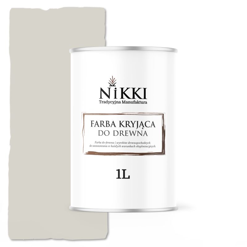 Farba do Drewna Kryjąca na Zewnątrz i Wewnątrz NIKKI Biało-Szary RAL9002 Półmat 1L