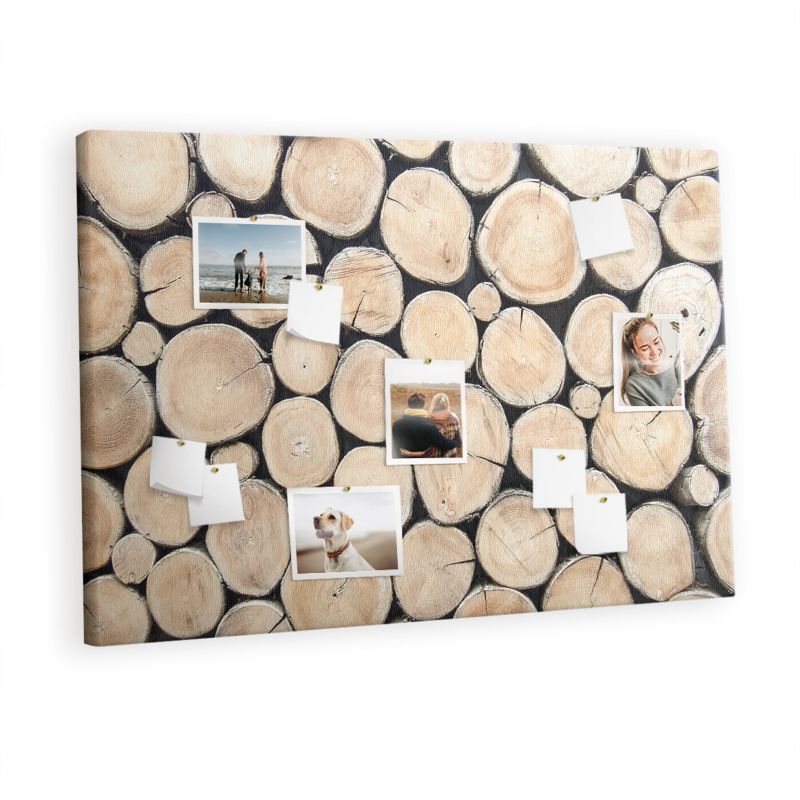 Tablica Korkowa Do Biura Pokoju Tulup 120x80 cm Ścięte drzewa pieńki Pinezki metaliczne 1 kpl