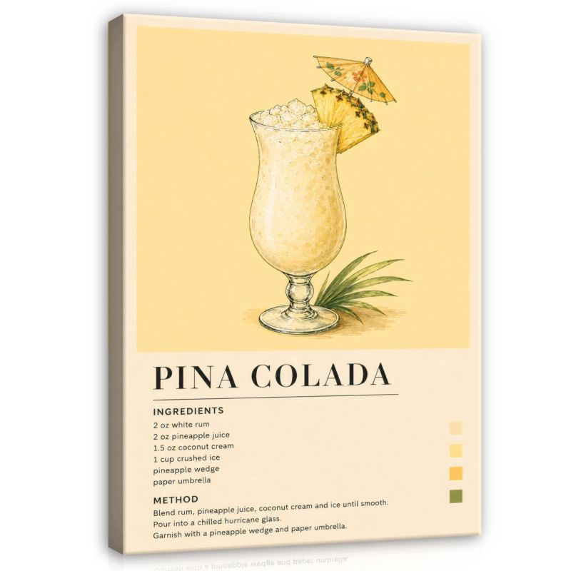 Obraz WALLARENA Do Kuchni Kuchenny Na Płótnie Drink Vintage Pina Colada Beżowy 40x60 cm PP16766O4 1 szt.