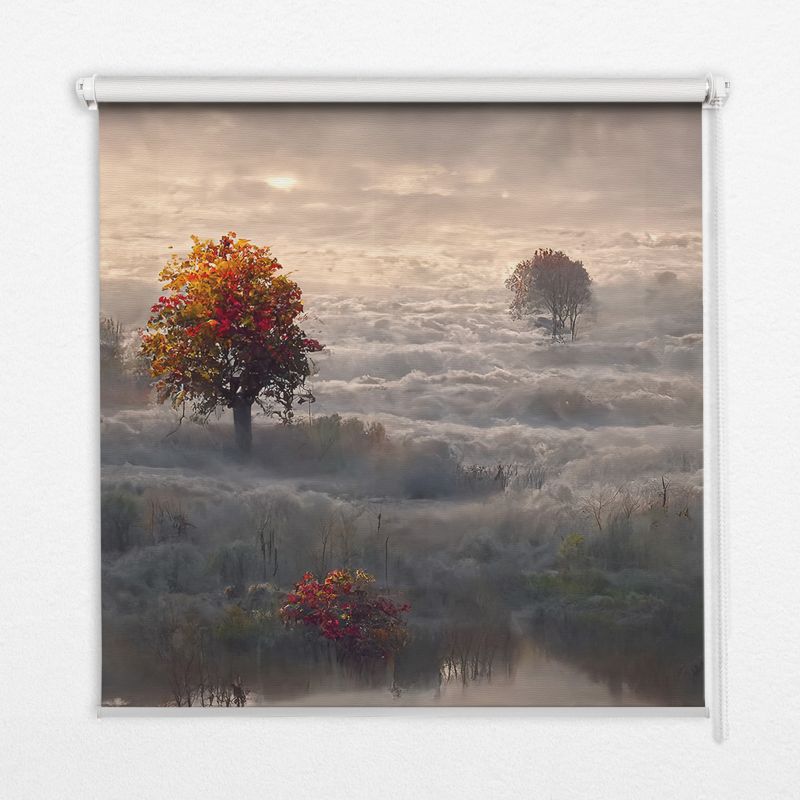 Roleta Wzorzysta Tulup 130x140 cm Drzewa We Mgle Montaż do ściany/sufitu 1 szt.