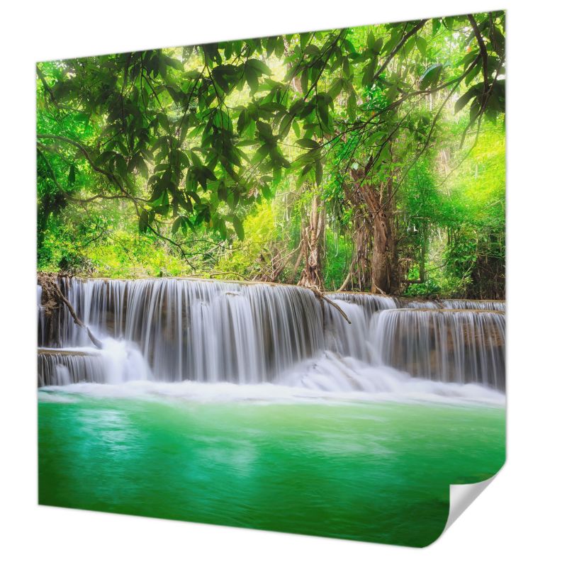 Fototapeta samoprzylepna Tulup 250x250 cm Leśny wodospad Tapeta Do Łazienki, Sypialni, Salonu 1 szt.