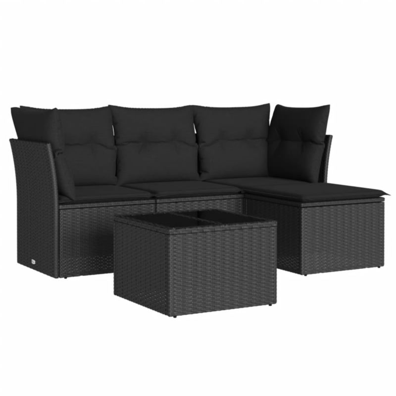 Zestaw mebli ogrodowych WaszeMeble 5-cz. z technorattanu czarny z poduszkami WM-3249384 1 kpl