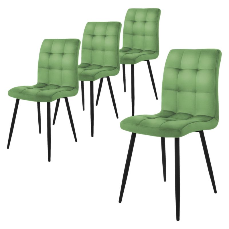 Krzesła do jadalni ML Design szałwia welurowe fotele tapicerowane metalowe nogi oparcie ergonomiczne nowoczesne kuchnia dom 4 szt