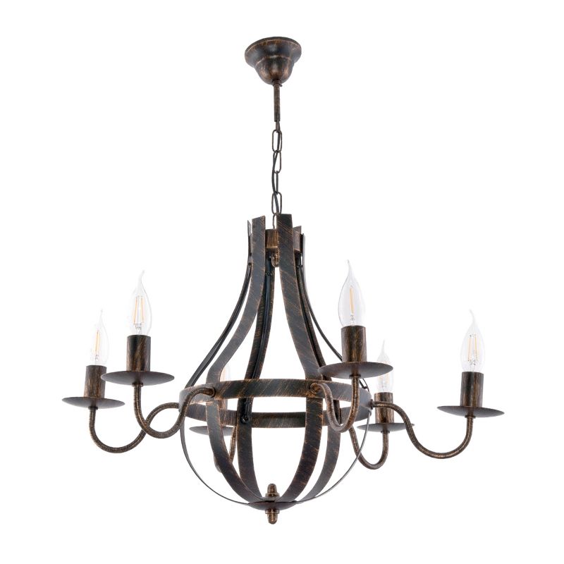 Lampa wisząca EDYLIT żyrandol 6xE14 okrągła vintage czarna do salonu ELEN NEGRO 11-360/6 1 szt.