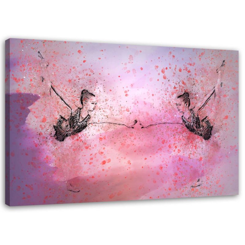 Obraz na płótnie Feeby Mała baletnica przed lustrem rózowy 90x60cm 1szt