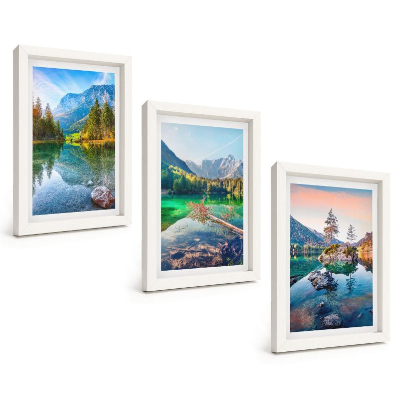 Trzyczęściowy Zestaw Obrazów ArtPrintCave 20x30 cm Biała rama Górskie jeziora natura pejzaż 1 kpl.