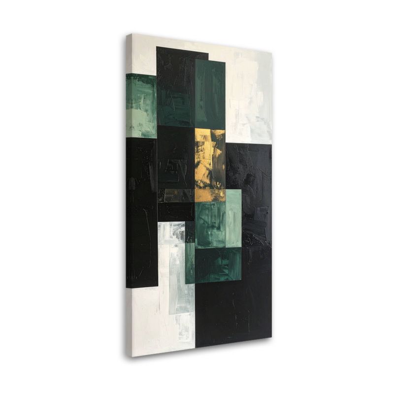 Obraz na płótnie Feeby Abstrakcja kształty zielony szary, pionowy, ozdoba do sypialni, wzór 60174, 60x120 cm, 1 szt.