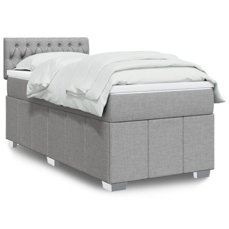 Łóżko z materacem WaszeMeble 100x200 cm Jasnoszary tkanina z LED WM-3289286 1 szt.