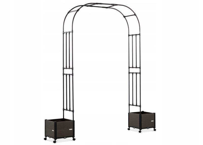 Pergola Ogrodowa na Róże Kwiaty Pnącza Metalowy Łuk 240x150cm ze Skrzyniami 1 szt