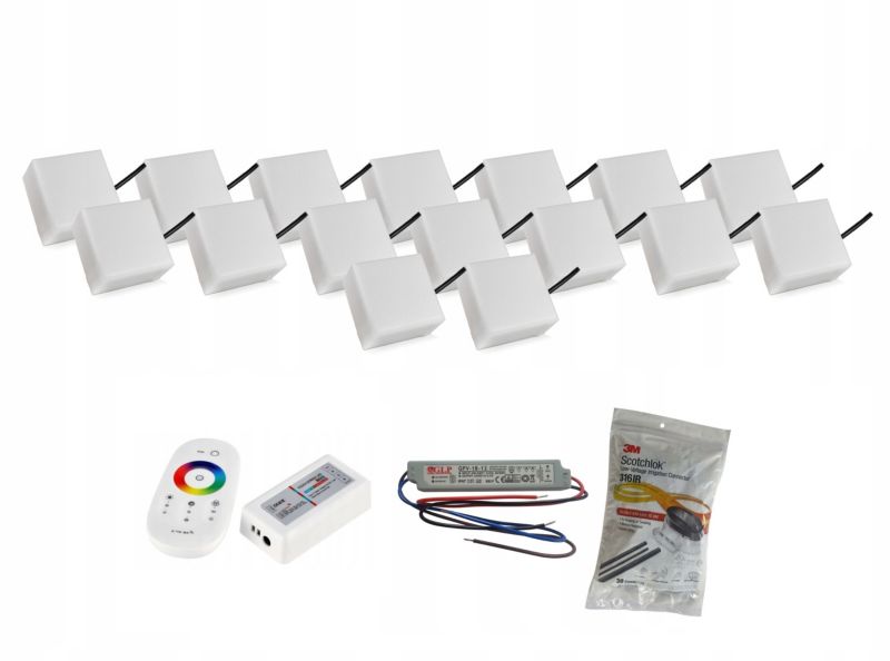 Kostka brukowa Bruklux Świecąca LED RGB 10x10x6 cm Zestaw 16 szt