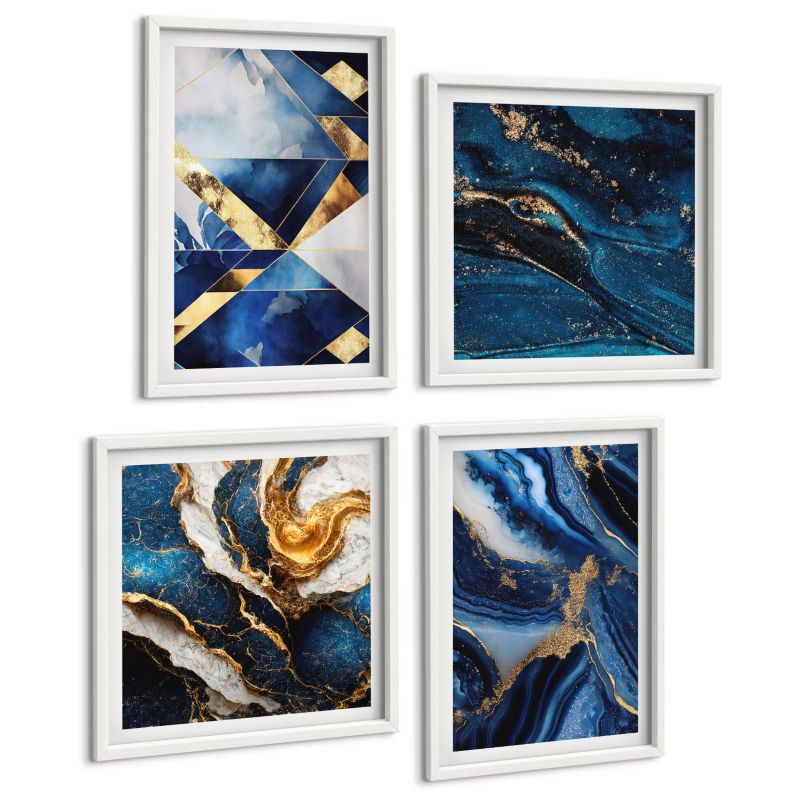 Zestaw Obrazów 4 Częściowy ArtPrintCave (2x50x50+2x40x60cm) Biała rama Abstrakcyjne eleganckie wzory 1 kpl.