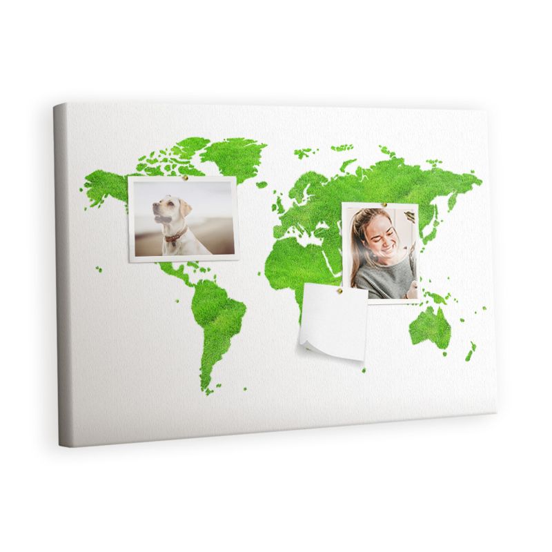 Organizer Ścienny Tablica Korkowa Na Płótnie Tulup 60x40 cm Mapa zielona trawa Pinezki metaliczne 1 kpl