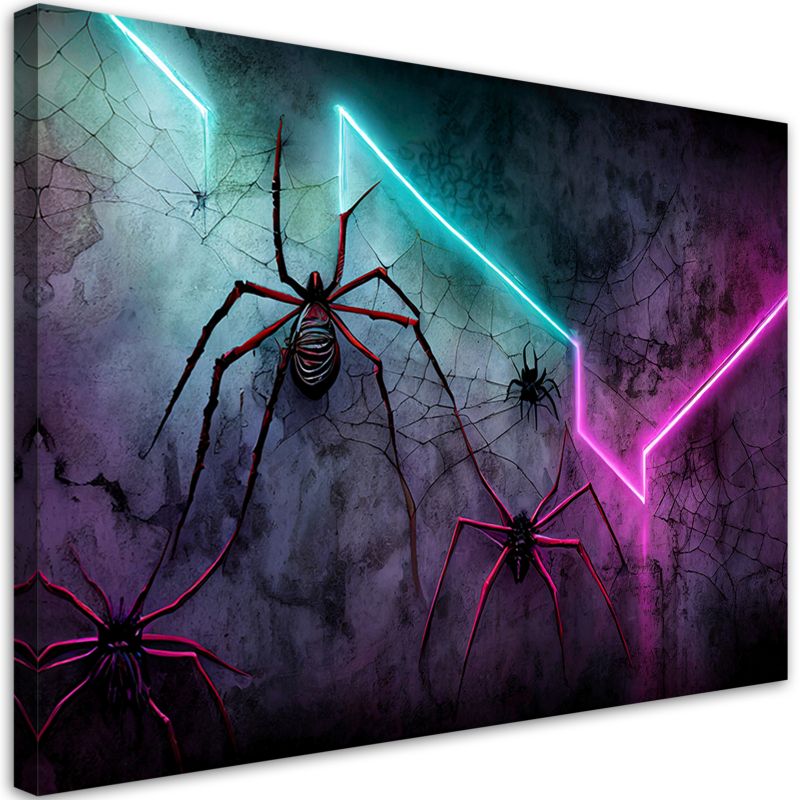 Obraz do pokoju młodzieżowego Feeby Pająk neonowa abstrakcja 90x60cm 1szt