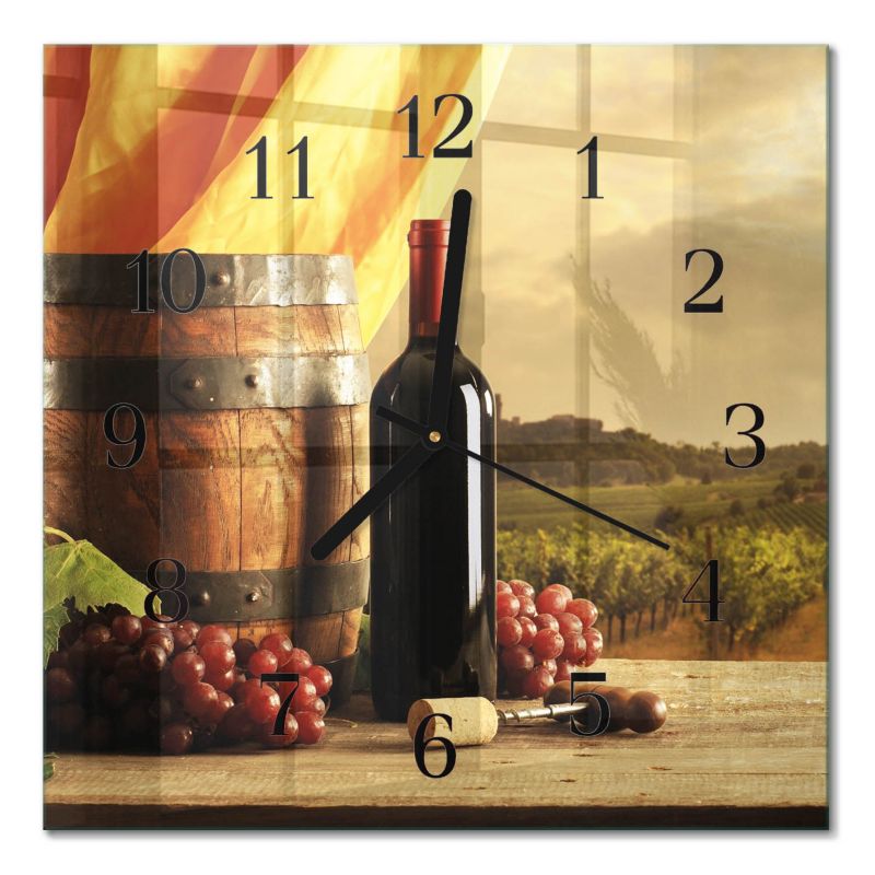 Zegar Ścienny Nowoczesny Tulup 30x30 cm z Czarnymi Wskazówkami Beczka na Wino 1 szt.