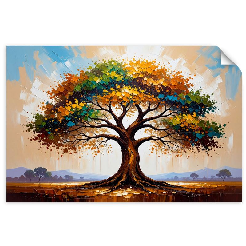 Naklejka samoprzylepna Feeby Kolorowe Drzewo Życia Pejzaż Malowany 90x60cm 1szt