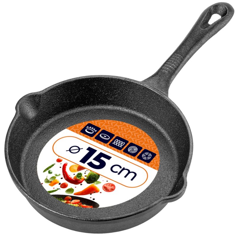 Patelnia KADAX żeliwna 15 cm do smażenia grillowania indukcja 1 szt.