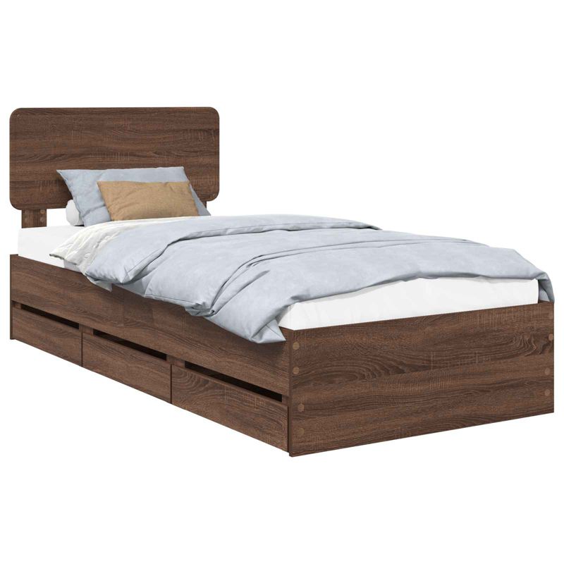 Łóżko WaszeMeble z Szufladami 75x190 cm Brązowe WM-3412240 1 szt.