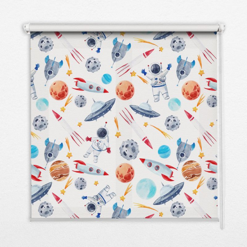 Roleta Do Salonu Tulup 120x140 cm Rakiety Kosmonauci Planety I Ufo Montaż do ściany/sufitu 1 szt.
