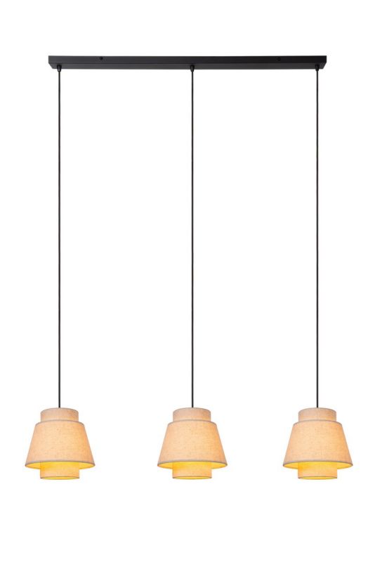 Lampa wisząca listwa tkaninowe klosze Lucide TRIBUTE beżowo-czarna 3xE27x40W IP20 wym:150x120x25cm - 1 szt.