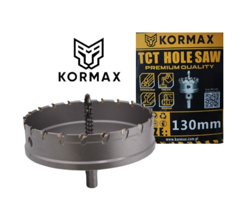 Otwornica do metalu Kormax 130mm x 25mm wiertło koronowe z węglikiem TCT krótkie (TCTJK130) - 1 szt.
