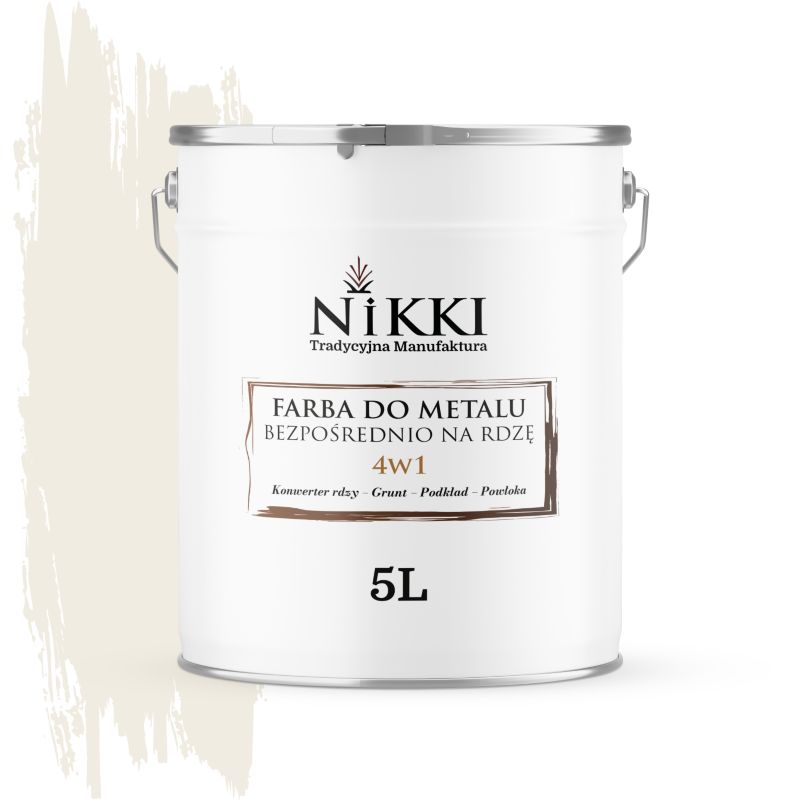 Farba do Metalu Antykorozyjna 4w1 NIKKI Biały alpejski RAL9010 Półmat 5L