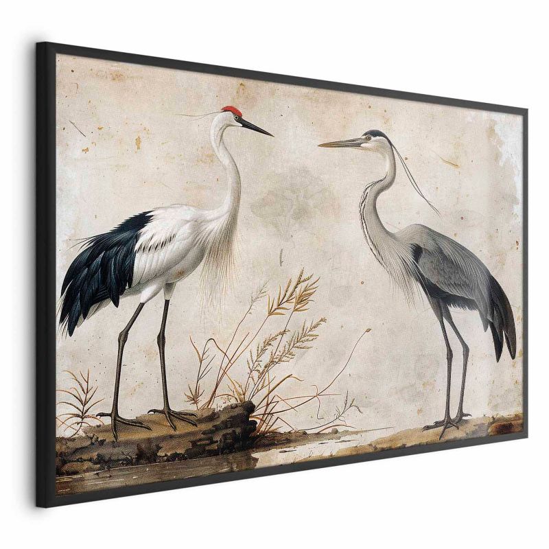 Plakat Artgeist Ptaki z ryciny 90x60 cm z ramą czarną 1 szt