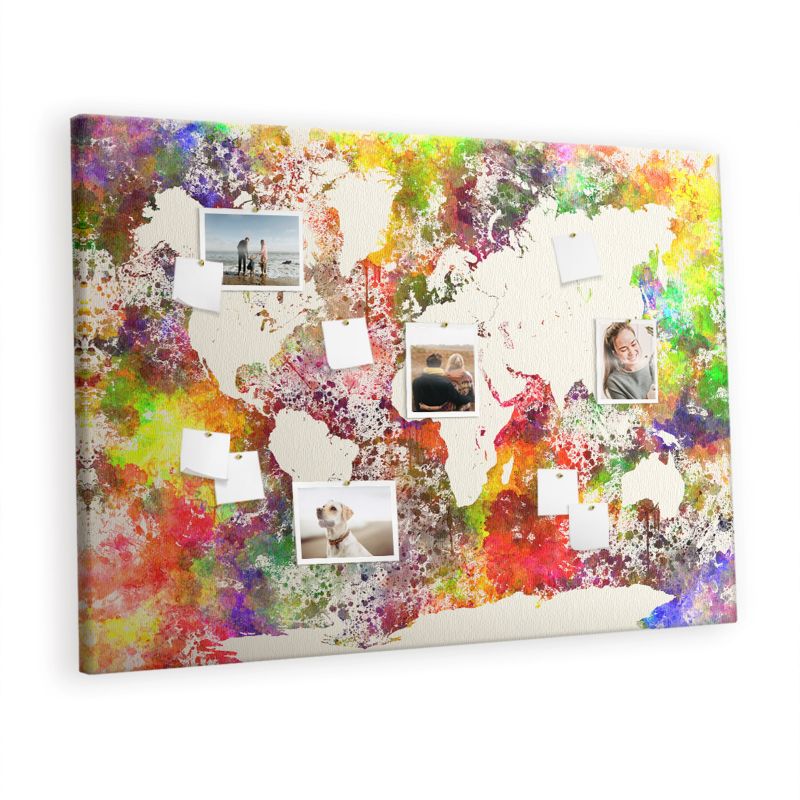 Tablica Korkowa Z Pinezkami Tulup 140x100 cm Rozmyte kontynenty wodne Tablica na notatki Pinezki metaliczne 1 kpl