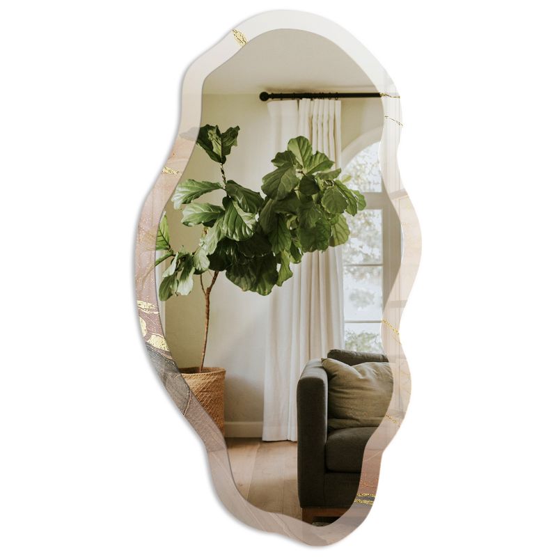 Lustro Nieregularne Tulup 52x97 cm Marmurowy wzór 5 - w Ramie Szkło Hartowane Lustro z Nadrukiem 1 szt.