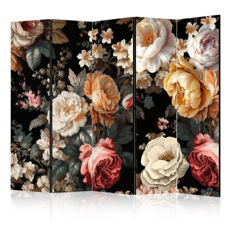 Parawan Muralo Dwustronny Florystyka W Stylu Vintage Kwiaty 225x172cm 1 szt.