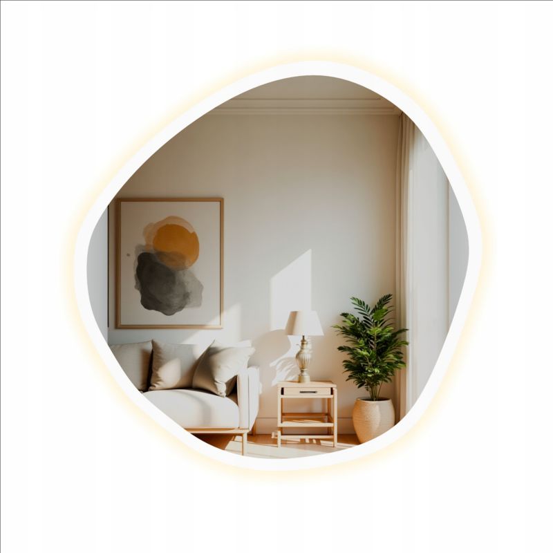 Lustro LUSTRZANY ŚWIAT MERKURY LED podświetlane nieregularny kształt 60 x 60 cm piaskowane 1 szt.