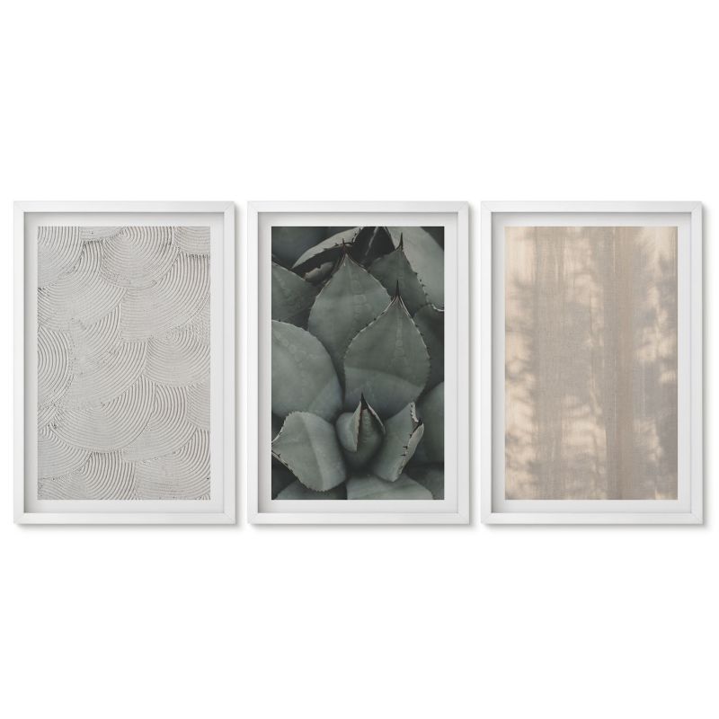 Zestaw 3 obrazów w białych ramach Tulup 40x60 cm Letnie tekstury tropików Stylowa galeria nad biurko 1 kpl