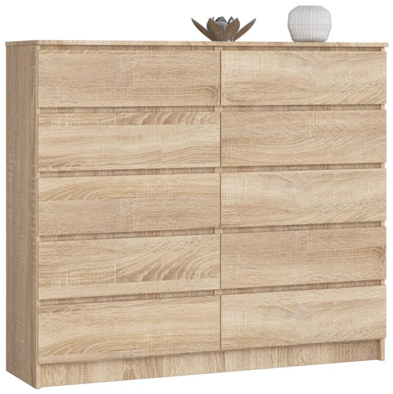 Komoda Akord K140 Dąb Sonoma 138 cm 10 szuflad kolor Dąb Sonoma mat 138x40x121 cm 1 szt.