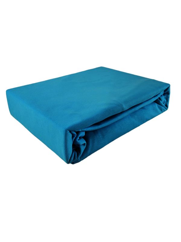 Prześcieradło z gumką jersey bawełna premium niebieski 180x210 1 szt.